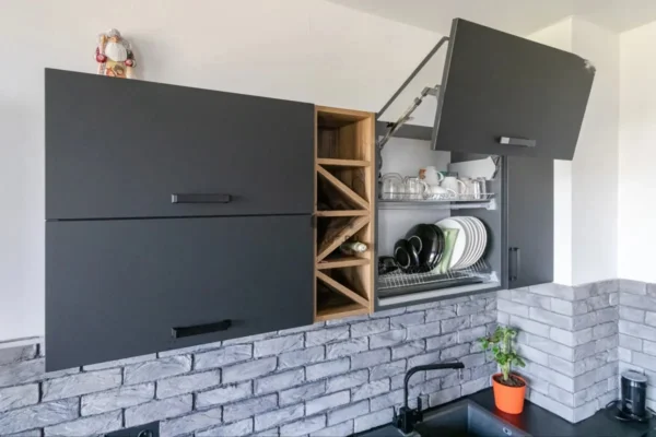 Cocina Esquinera BSH1447: Solución Moderna en Estilo Loft